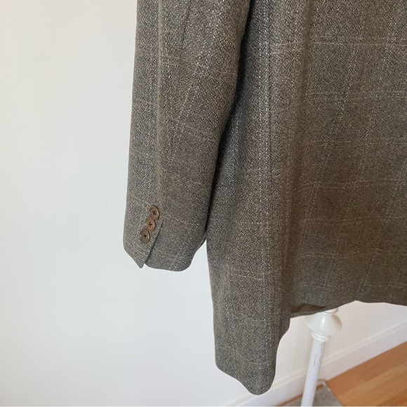 Ing. Loro Piana & C. Euromoda Wool Cashmere Gray Taupe Plaid Print Blazer Size M - Picture 8 of 12